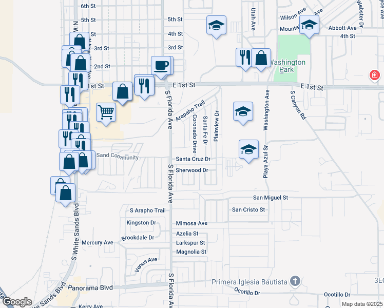 map of restaurants, bars, coffee shops, grocery stores, and more near 808 Maricopa Trail in Alamogordo
