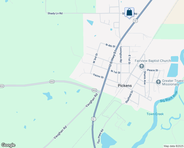map of restaurants, bars, coffee shops, grocery stores, and more near 2221 Yazoo Street in Pickens