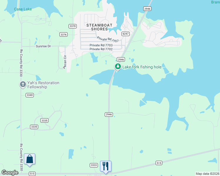 map of restaurants, bars, coffee shops, grocery stores, and more near Farm to Market 2946 in Emory