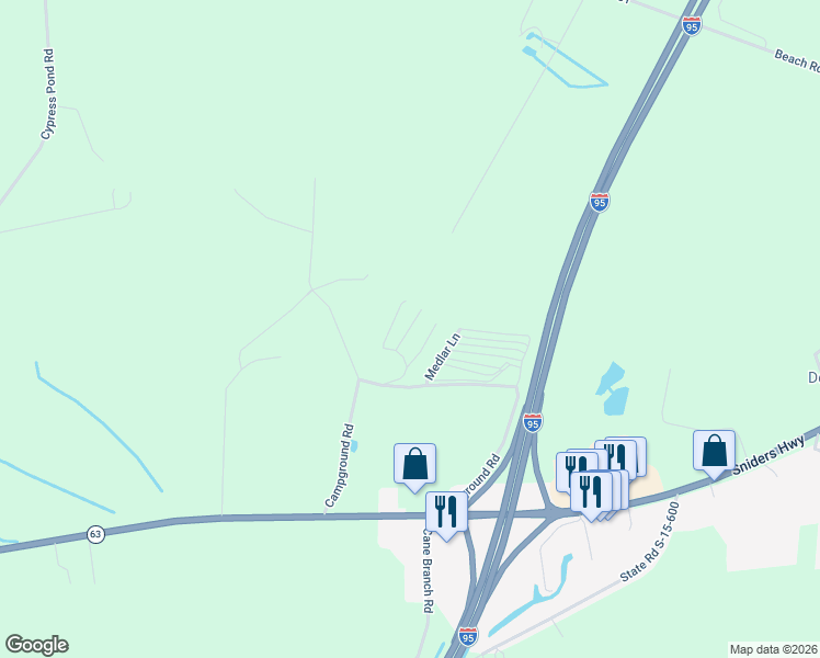 map of restaurants, bars, coffee shops, grocery stores, and more near 108 Novits Nook Court in Walterboro