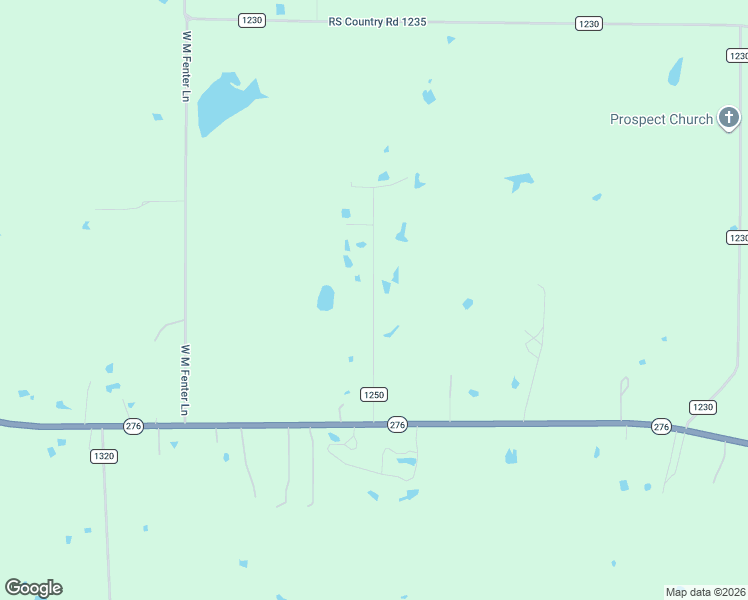 map of restaurants, bars, coffee shops, grocery stores, and more near County Road 1250 in Rains County