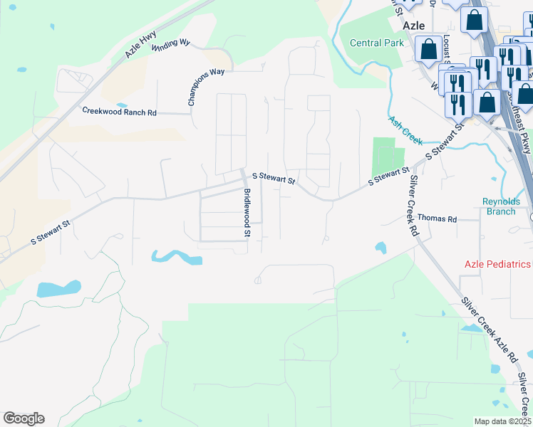 map of restaurants, bars, coffee shops, grocery stores, and more near 116 Huling Drive in Azle