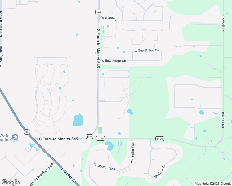 map of restaurants, bars, coffee shops, grocery stores, and more near 2638 Farm to Market Road 549 in Rockwall