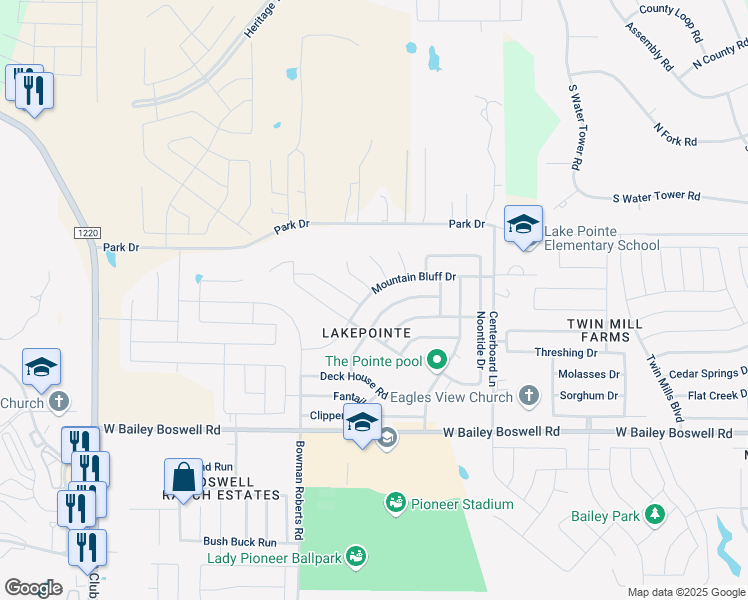 map of restaurants, bars, coffee shops, grocery stores, and more near 6004 Anchors Landing Pass in Fort Worth