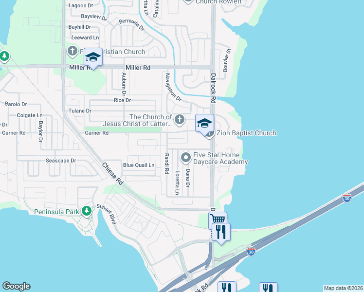 map of restaurants, bars, coffee shops, grocery stores, and more near 8118 Carson Court in Rowlett