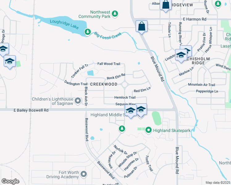 map of restaurants, bars, coffee shops, grocery stores, and more near 621 Catalpa Road in Fort Worth