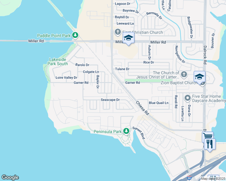 map of restaurants, bars, coffee shops, grocery stores, and more near 2601 Duke Circle in Rowlett
