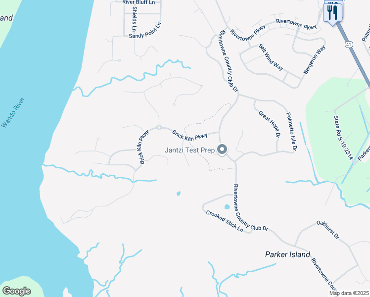 map of restaurants, bars, coffee shops, grocery stores, and more near 2601 Kiln Creek Circle in Mount Pleasant