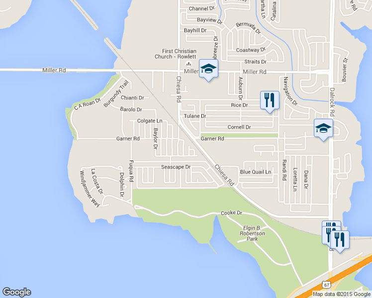 map of restaurants, bars, coffee shops, grocery stores, and more near 2601 Duke Cir in Rowlett