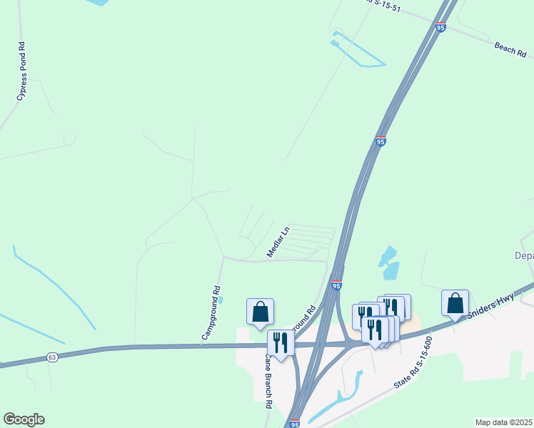 map of restaurants, bars, coffee shops, grocery stores, and more near 108 Novits Nook Court in Walterboro