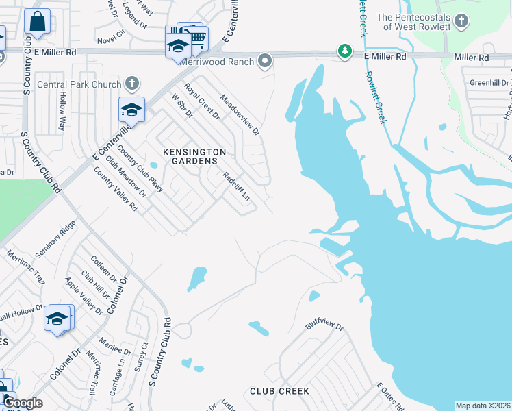 map of restaurants, bars, coffee shops, grocery stores, and more near 3234 Redcliff Lane in Garland