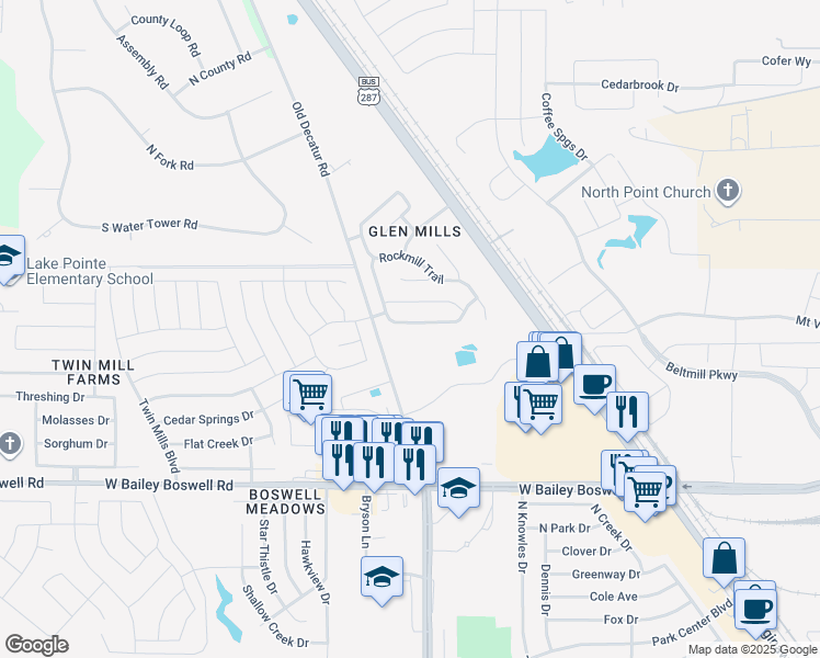 map of restaurants, bars, coffee shops, grocery stores, and more near 4561 Wheatland Drive in Fort Worth
