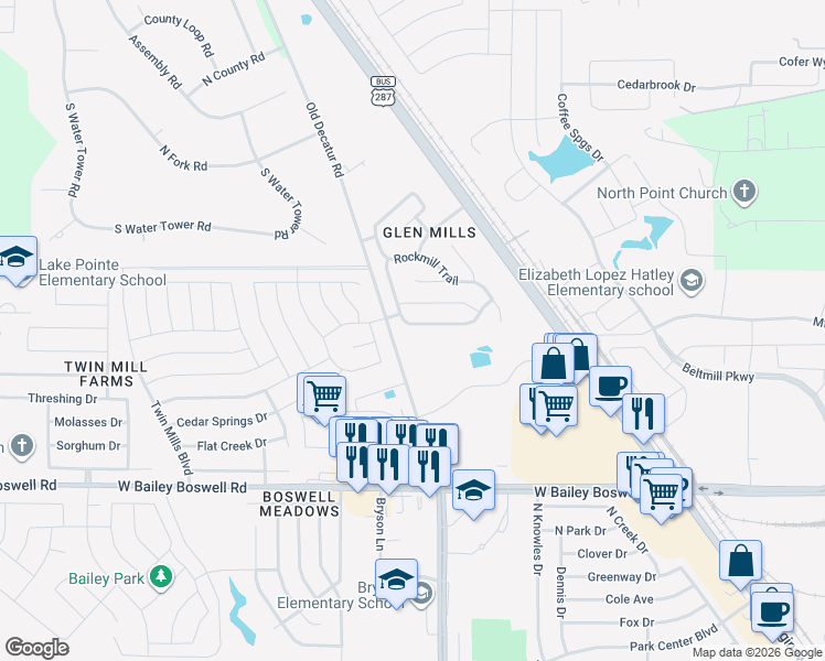 map of restaurants, bars, coffee shops, grocery stores, and more near 4573 Wheatland Drive in Fort Worth