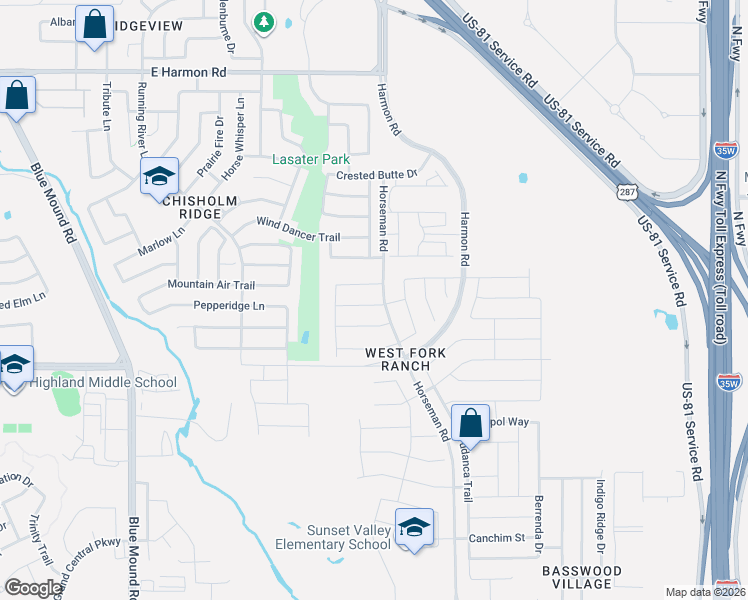 map of restaurants, bars, coffee shops, grocery stores, and more near 1933 Brahorn Lane in Fort Worth