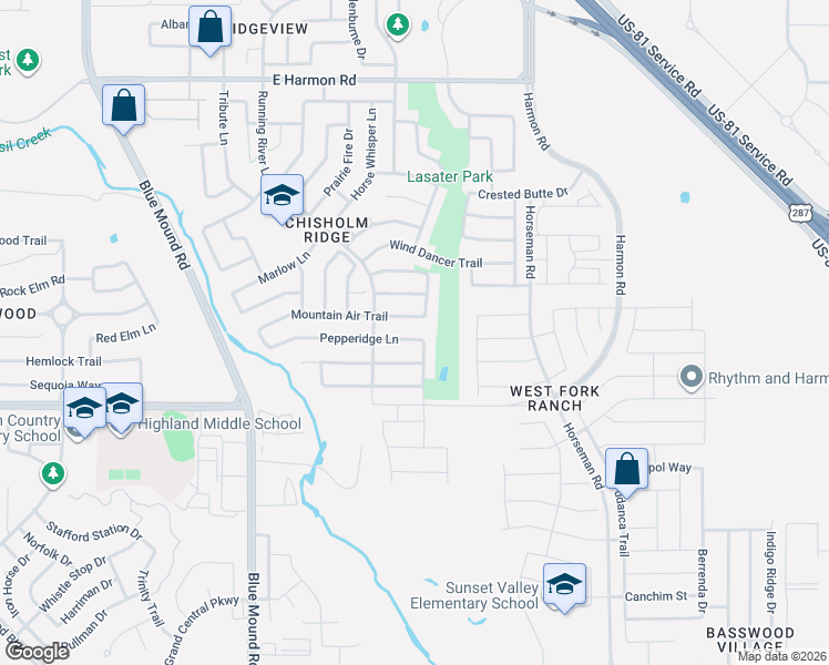 map of restaurants, bars, coffee shops, grocery stores, and more near 1421 Pepperidge Lane in Fort Worth