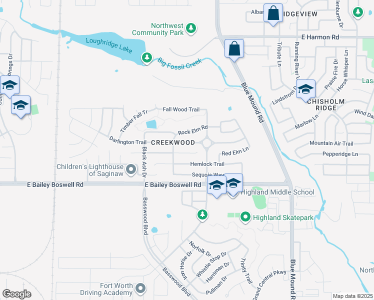 map of restaurants, bars, coffee shops, grocery stores, and more near 621 Catalpa Road in Fort Worth