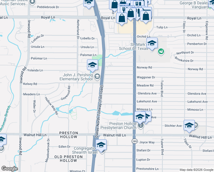 map of restaurants, bars, coffee shops, grocery stores, and more near 5808 Meaders Lane in Dallas