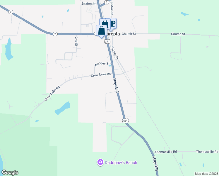 map of restaurants, bars, coffee shops, grocery stores, and more near 134 Worsham Street in Sarepta