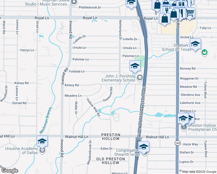 map of restaurants, bars, coffee shops, grocery stores, and more near 5424 Meaders Lane in Dallas