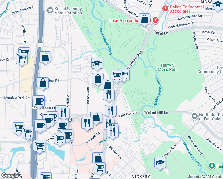 map of restaurants, bars, coffee shops, grocery stores, and more near in Dallas