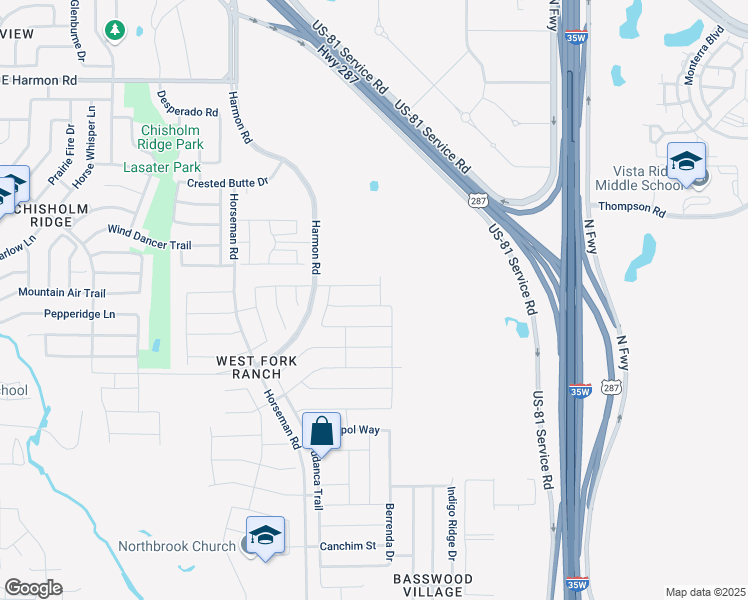 map of restaurants, bars, coffee shops, grocery stores, and more near 2340 Parda Alpina Lane in Fort Worth