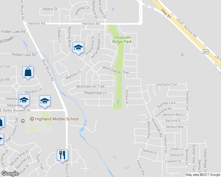 map of restaurants, bars, coffee shops, grocery stores, and more near 1421 Pepperidge Lane in Fort Worth