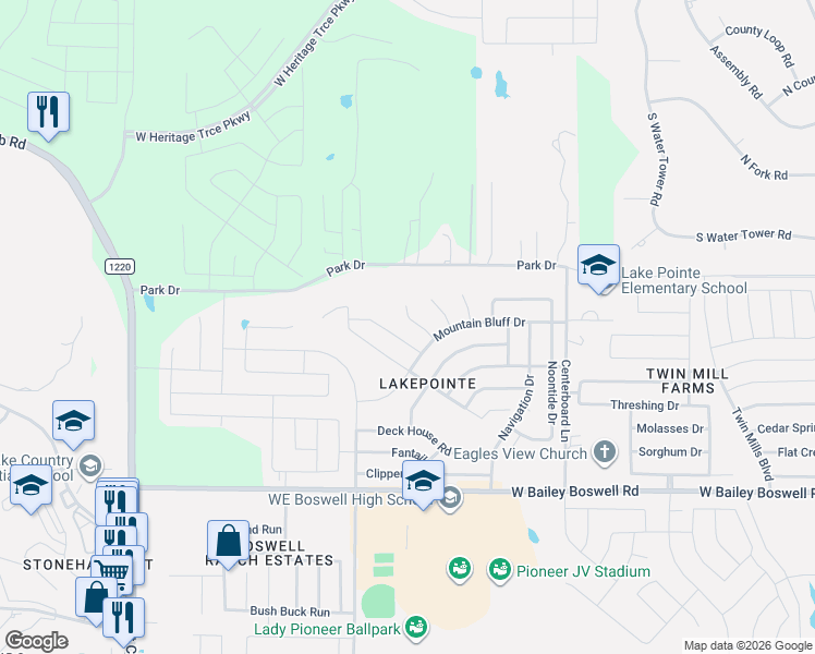 map of restaurants, bars, coffee shops, grocery stores, and more near 6004 Anchors Landing Pass in Fort Worth