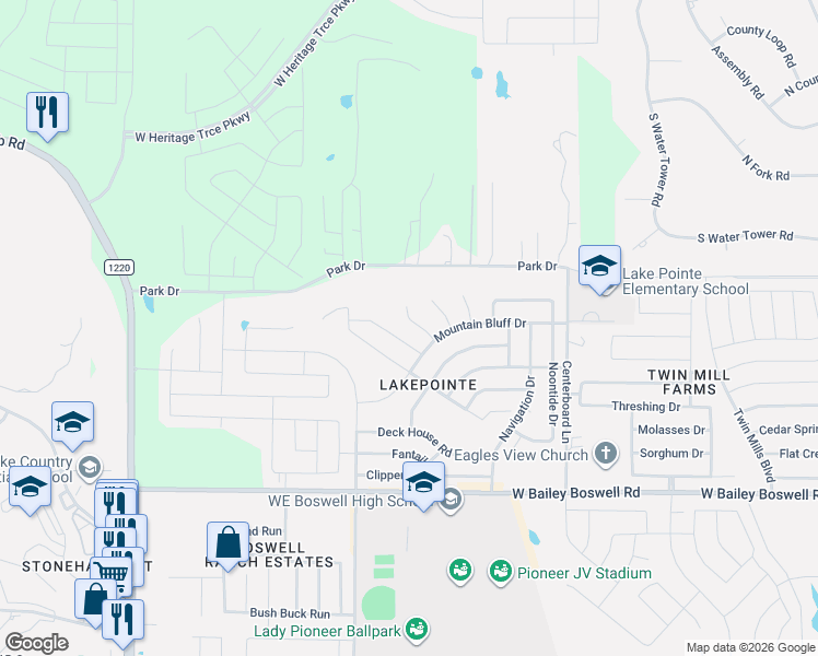 map of restaurants, bars, coffee shops, grocery stores, and more near 6004 Anchors Landing Pass in Fort Worth