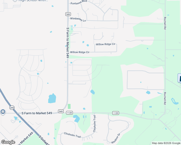 map of restaurants, bars, coffee shops, grocery stores, and more near 357 Willow Ridge Circle in Rockwall