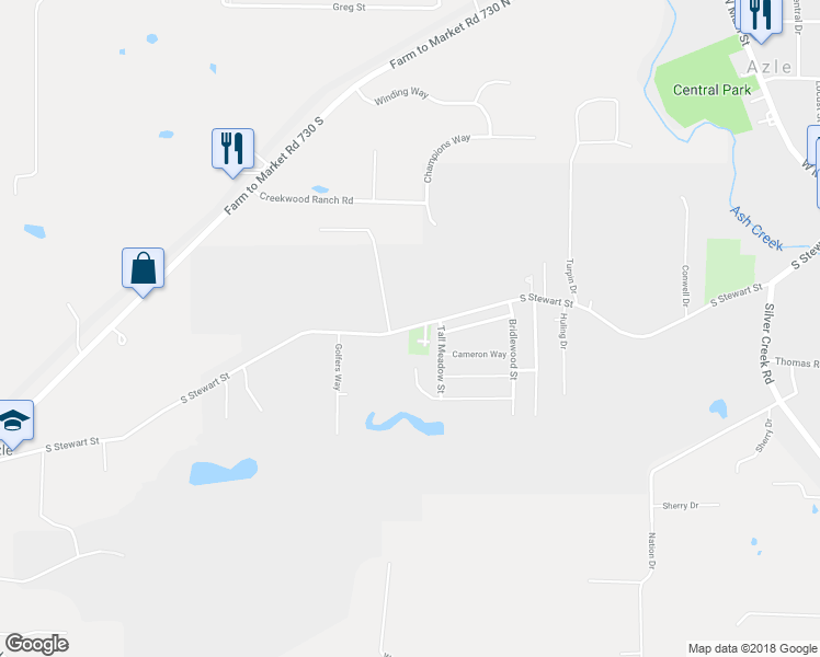 map of restaurants, bars, coffee shops, grocery stores, and more near 699 South Stewart Street in Azle