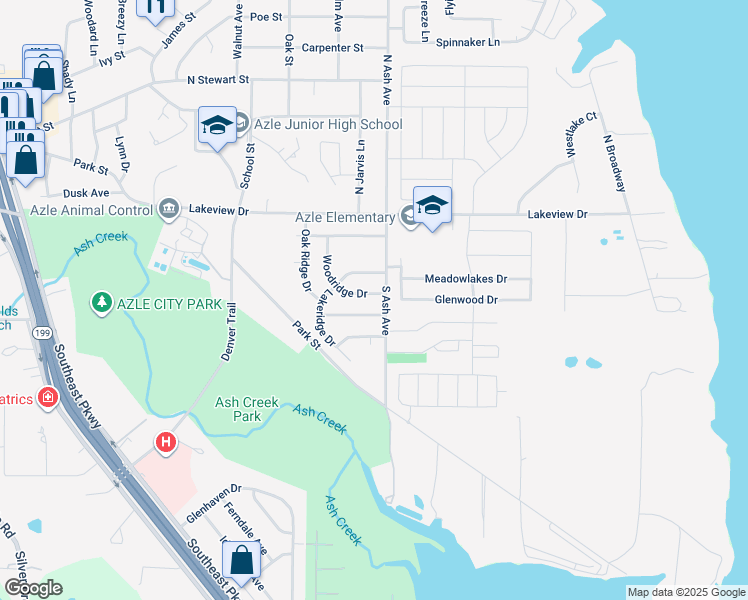 map of restaurants, bars, coffee shops, grocery stores, and more near 1124 Woodridge Drive in Azle