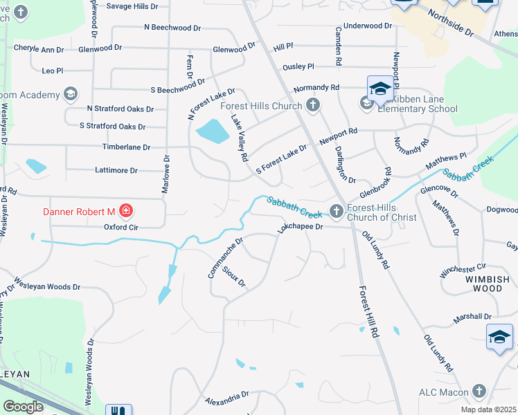 map of restaurants, bars, coffee shops, grocery stores, and more near 144 Lokchapee Landing in Macon