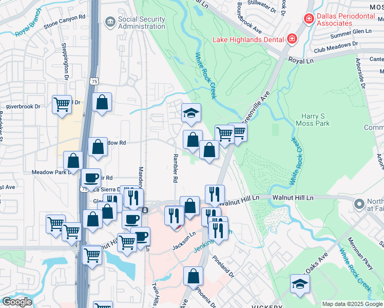 map of restaurants, bars, coffee shops, grocery stores, and more near in Dallas