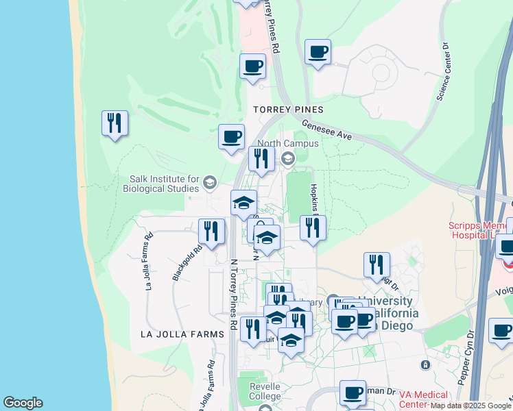 map of restaurants, bars, coffee shops, grocery stores, and more near in San Diego County