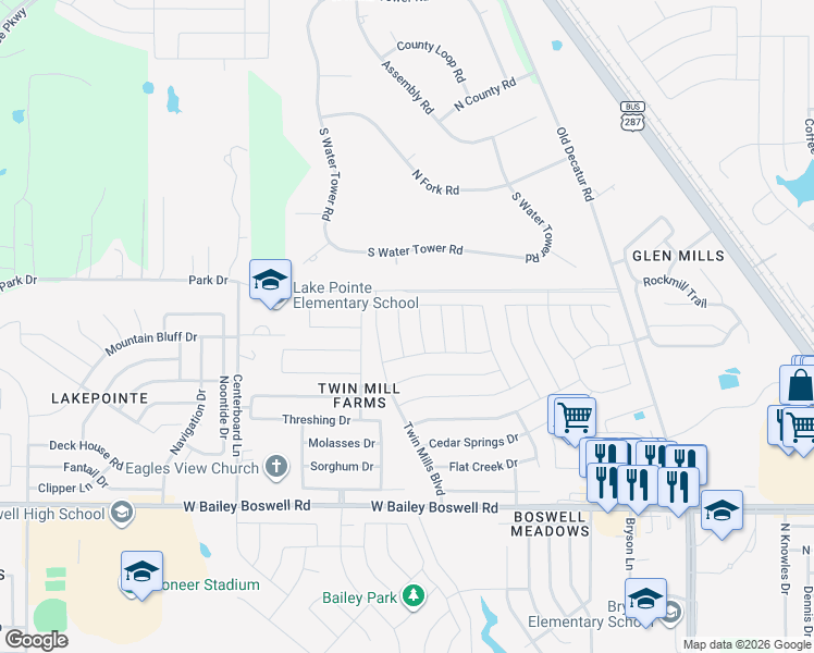 map of restaurants, bars, coffee shops, grocery stores, and more near 5040 Sugarcane Lane in Fort Worth
