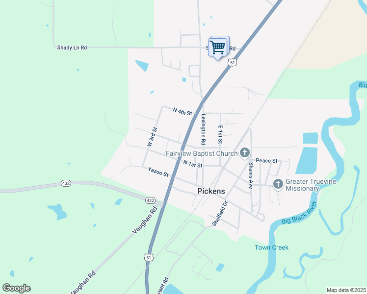 map of restaurants, bars, coffee shops, grocery stores, and more near 260 North 2nd Street in Pickens