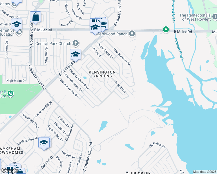 map of restaurants, bars, coffee shops, grocery stores, and more near 1806 Redcliff Court in Garland