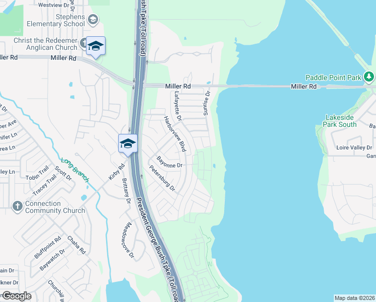 map of restaurants, bars, coffee shops, grocery stores, and more near 2810 Harborview Boulevard in Rowlett