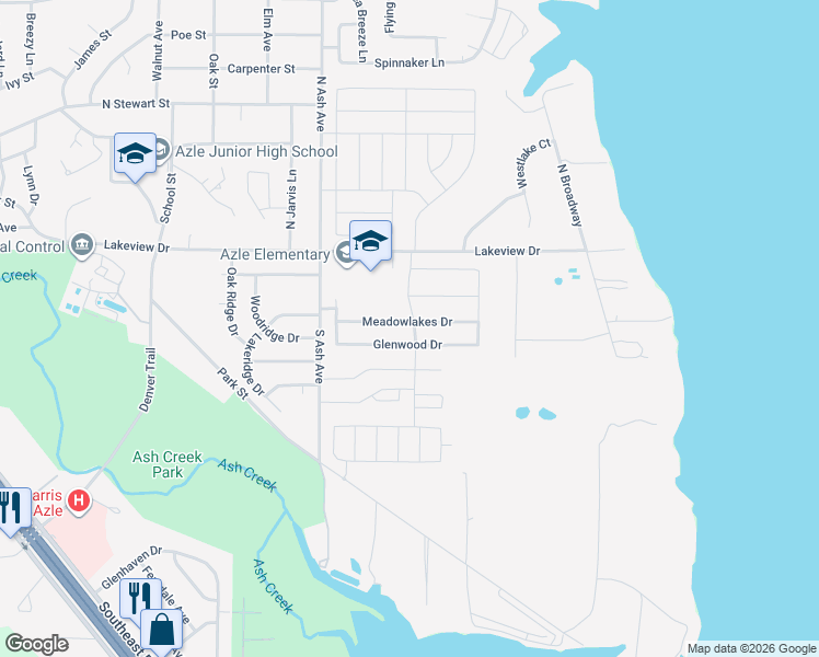 map of restaurants, bars, coffee shops, grocery stores, and more near 1405 Meadowlakes Drive in Azle