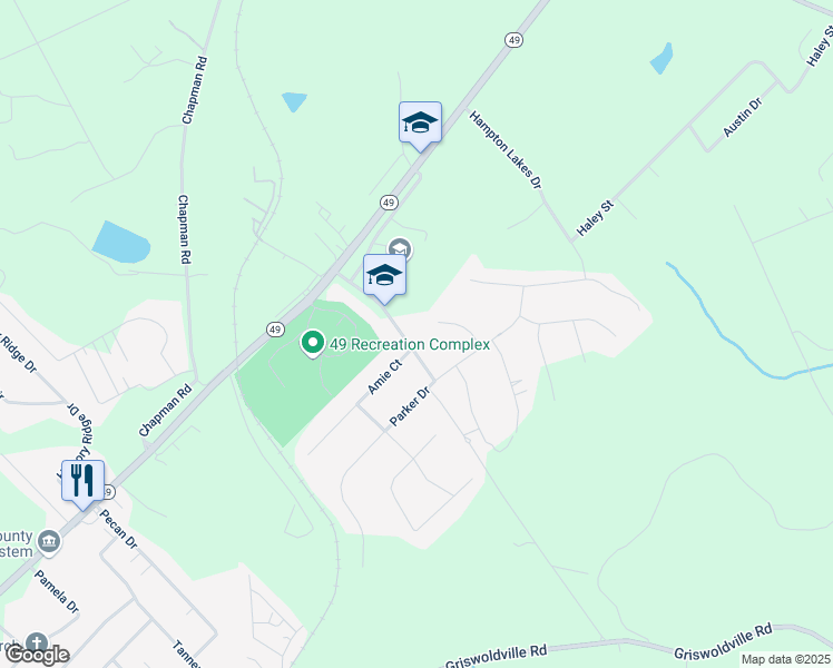 map of restaurants, bars, coffee shops, grocery stores, and more near 143 Mattie Wells Drive in Macon