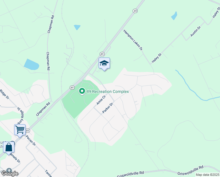 map of restaurants, bars, coffee shops, grocery stores, and more near 143 Mattie Wells Drive in Macon