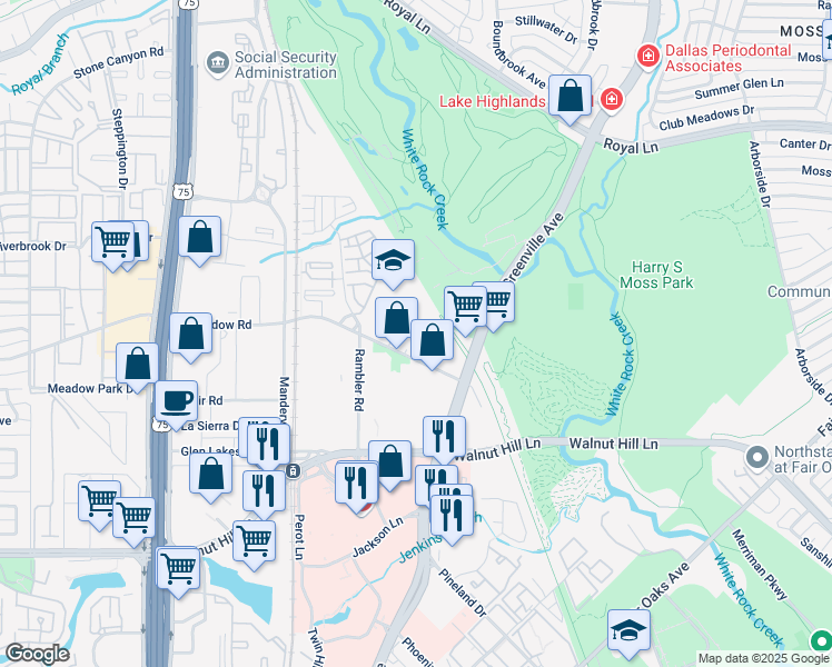 map of restaurants, bars, coffee shops, grocery stores, and more near in Dallas