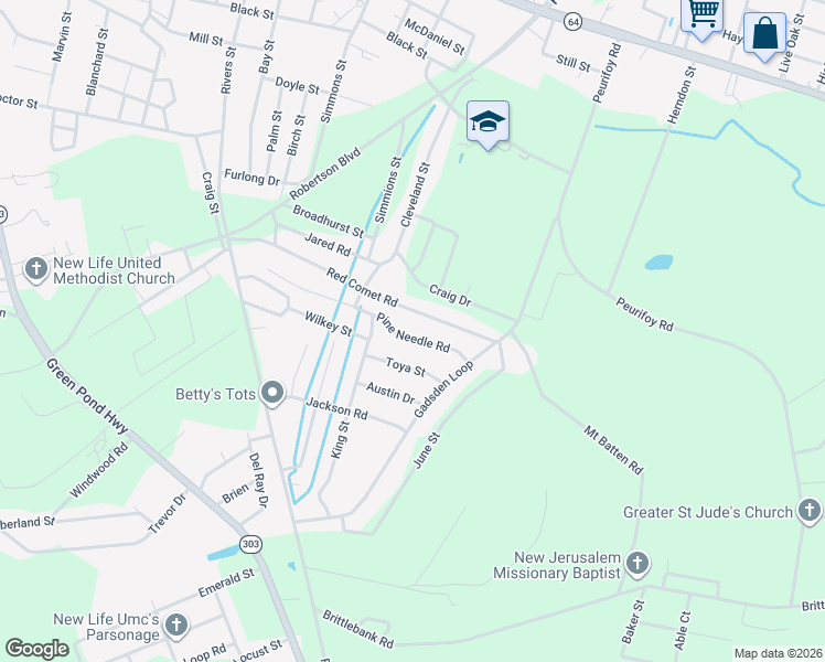 map of restaurants, bars, coffee shops, grocery stores, and more near 506 Red Comet Road in Walterboro