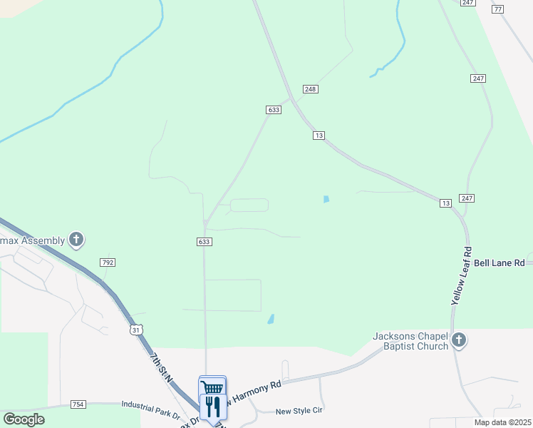 map of restaurants, bars, coffee shops, grocery stores, and more near 100 Ballington Way in Clanton