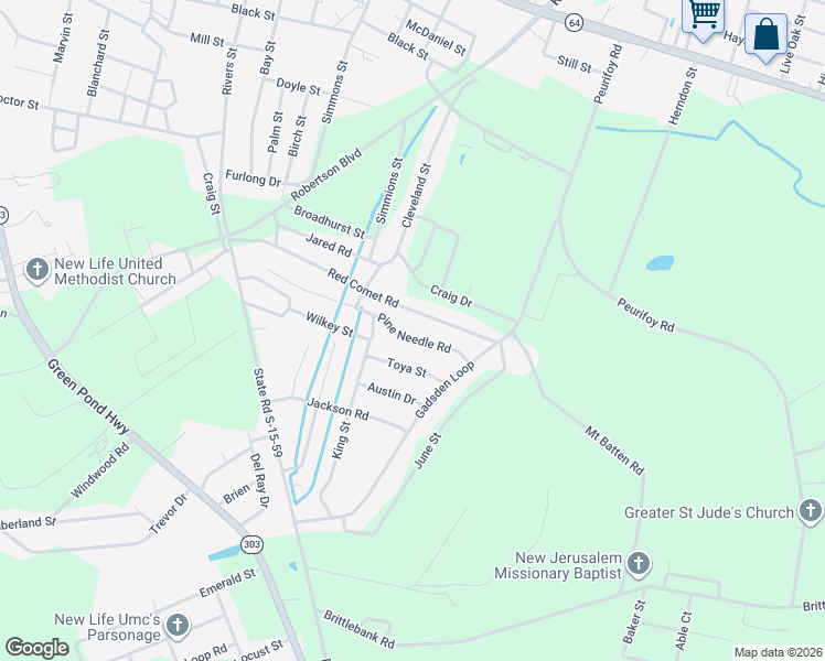 map of restaurants, bars, coffee shops, grocery stores, and more near 309 Pine Needles in Walterboro
