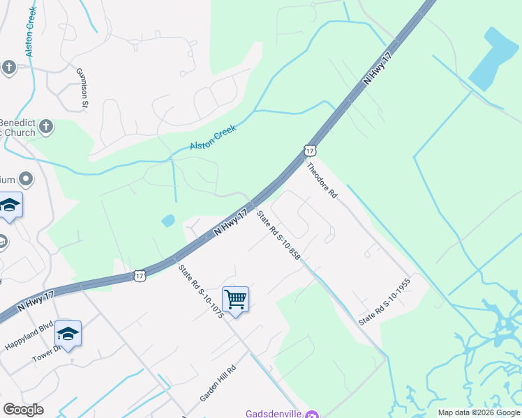 map of restaurants, bars, coffee shops, grocery stores, and more near 1096 State Road S-10-858 in Awendaw