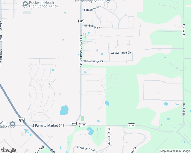 map of restaurants, bars, coffee shops, grocery stores, and more near 3129 Shaddock Boulevard in Rockwall