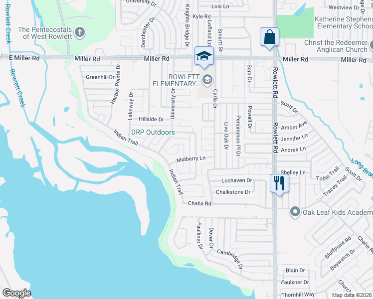 map of restaurants, bars, coffee shops, grocery stores, and more near 2701 Mystic Trail in Rowlett