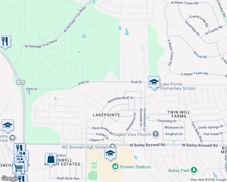 map of restaurants, bars, coffee shops, grocery stores, and more near 9116 Captains Cove in Fort Worth