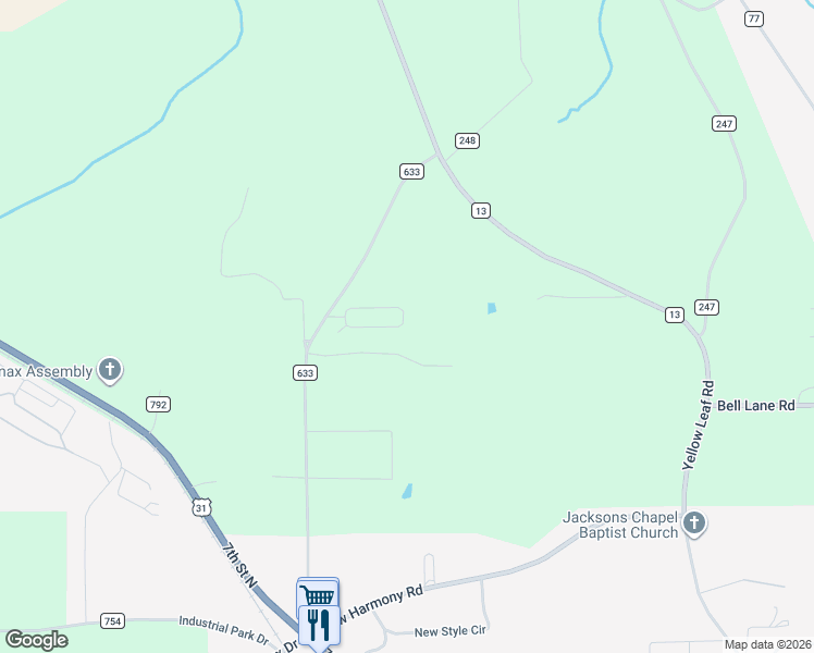 map of restaurants, bars, coffee shops, grocery stores, and more near 100 Ballington way in Clanton